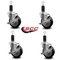 Service Caster 4'' Black Poly Swivel 1-1/4'' Expanding Stem Caster Set with Brake, 4PK SCC-EX20S414-PPUB-BLK-TLB-114-4 - alternate 3